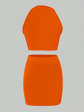 Ladies' Solid Color Simple Style Cold-Shoulder Top And Skirt Set For Daily Wear